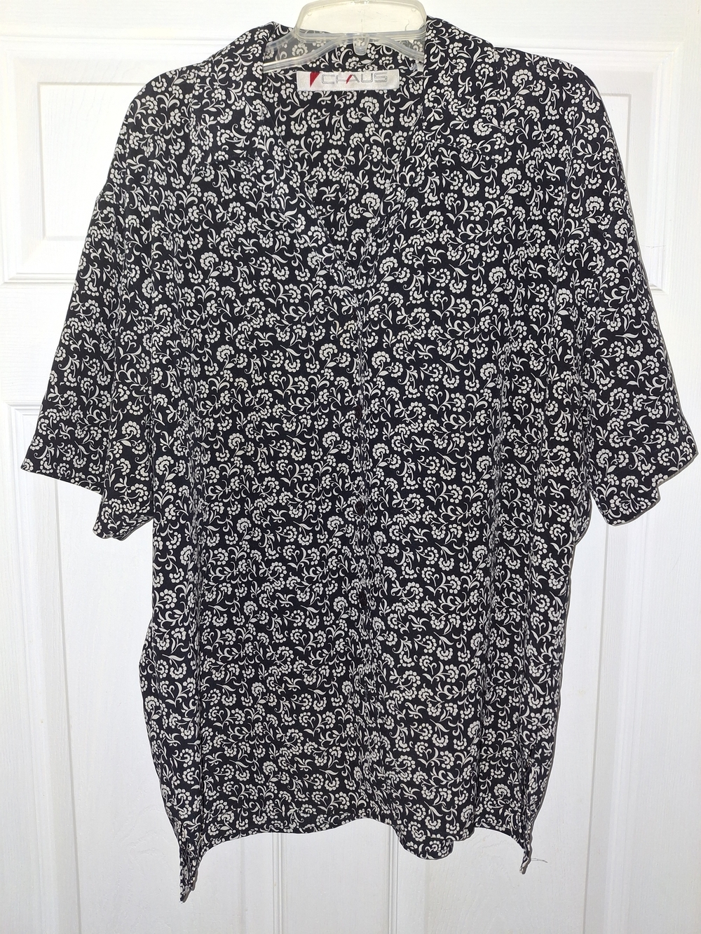 Chaus Black and White Printed Button-Down Shirt